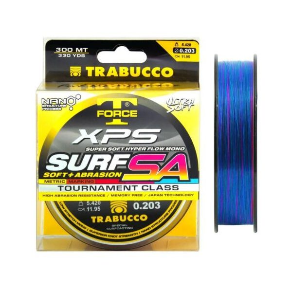 Trabucco T-Force XPS Surf Soft+Abrasion Mark System 300m 0,25mm Monofil Hoofdlijn