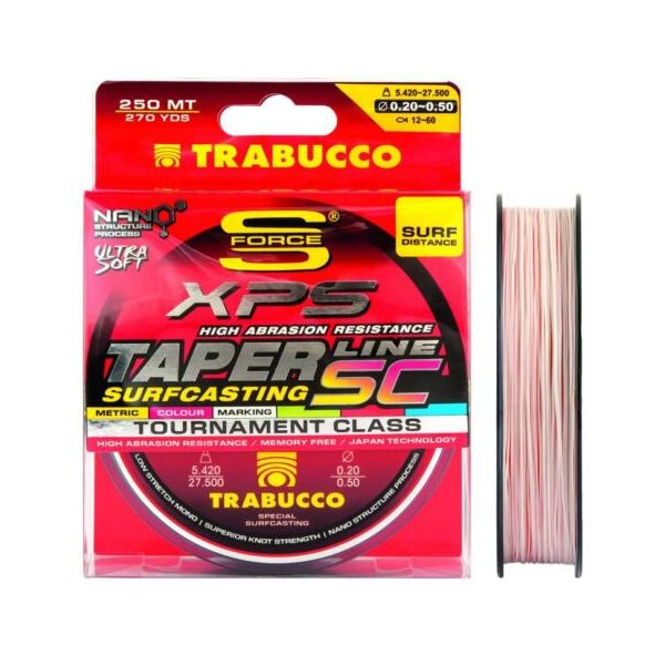 Trabucco Taper Line SC Surfcasting 250m 0,45-0,18mm Monofil Hoofdlijn