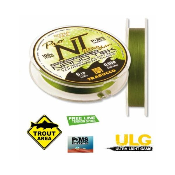 Trabucco Dyna-Tex Pro Nano Tek Ultra Thin 100m 0,064mm Gevlochten Hoofdlijn