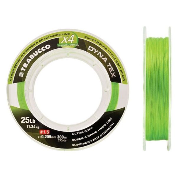 Trabucco Dyna-Tex X4 Power 150m 0,063mm Lime Geel Gevlochten Hoofdlijn