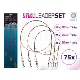   Delphin Set BOMB! stalen onderlijn met karabijnhaak/7 strengen (75x /20,30,40cm/12kg)