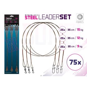   Delphin Set BOMB! stalen onderlijn met karabijnhaak/7 strengen (75x /35cm/9,12,15kg)