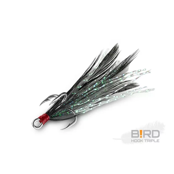 Delphin B!RD Hook TRIPLE / 3 stuks zwarte veren #4