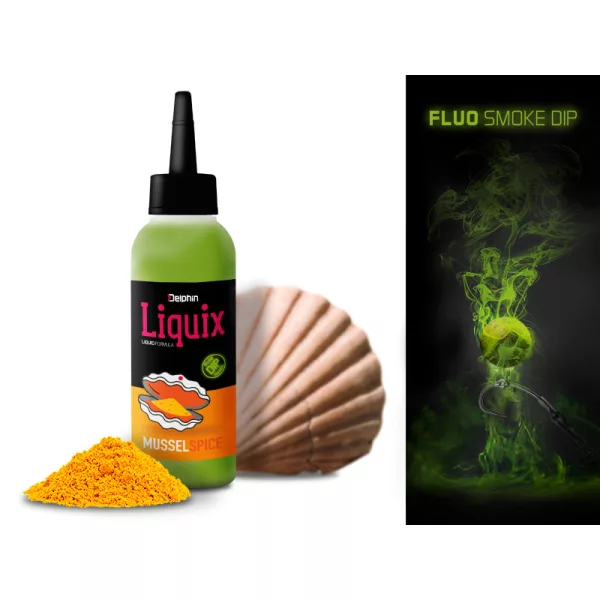 Delphin Fluo dip D SNAX LiquiX /100ml Mossel-Kruiden liquid