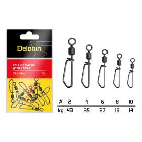 Delphin Rolling Swivel With T Snap - #8 Wartel 10 stuks