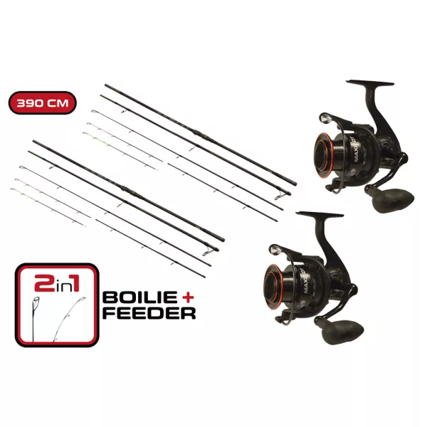 Carp Expert Max2 Double Tip 3,90m Hengel met Max2 DT 6000 Molen Duopack