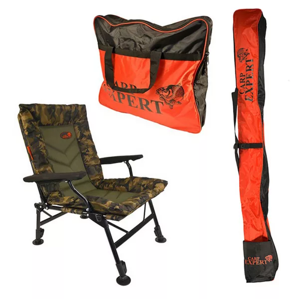 Carp Expert Comfort Camo Visstoel (25x50cm) Met Schoudertas Set