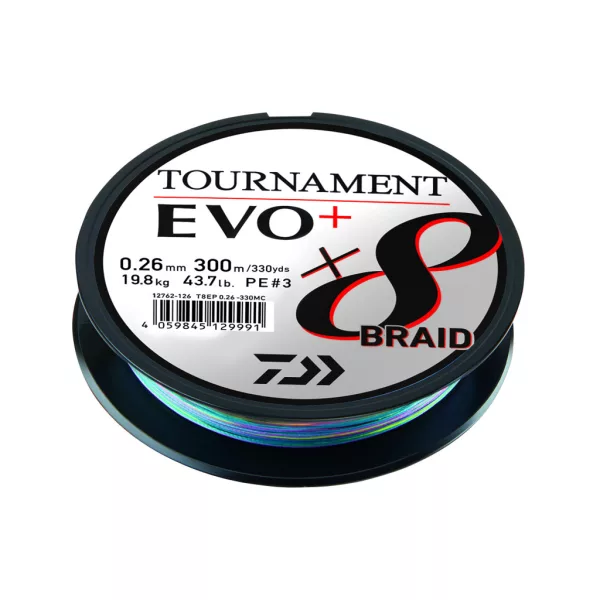 Daiwa Tournament X8 Braid Evo+ Multi-Color 0,26mm 300m Fonott Főzsinór