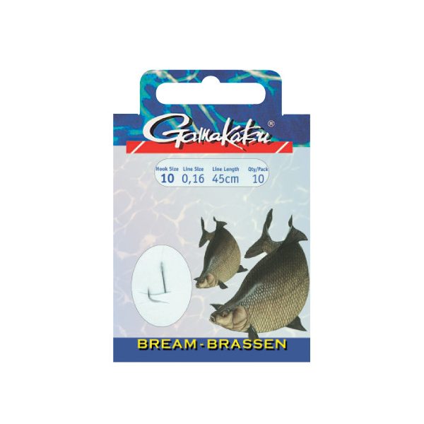 Gamakatsu Brasem voorgebonden Zilver 12 10 stuks/verpakking Met plaatje Met weerhaak Boilie haak