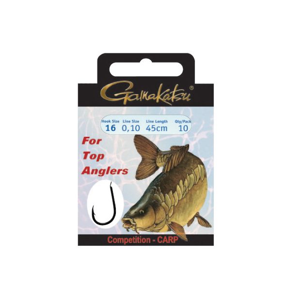 Gamakatsu Voorgeknoopt BKS Brons 12 10 stuks/verpakking Platte haak Met weerhaak Boiliehaak