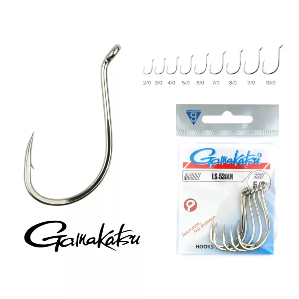 Gamakatsu LS-5314N/600 Zilver 6/0 6 stuks/verpakking Met oog Met weerhaak Feeder haak