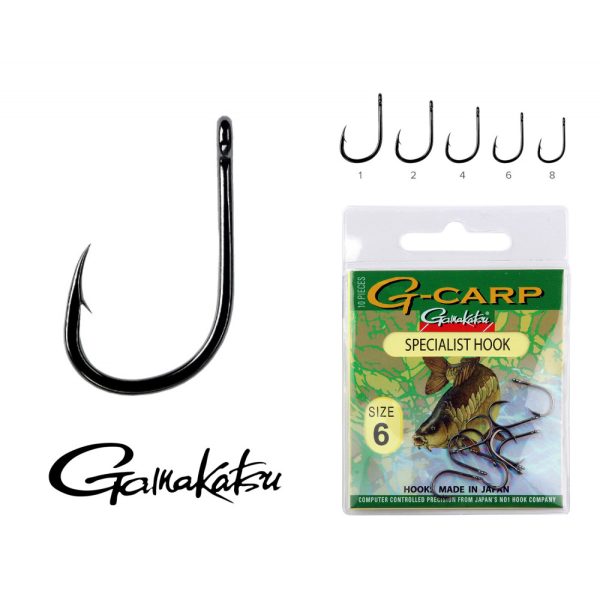 Gamakatsu G-Carp specialist Zwart 1/0 10st/verpakking met oog, met weerhaak, feederhaak