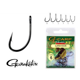   Gamakatsu G-Carp super Zwart 1 10 stuks/verpakking Met oog Met weerhaak Feeder haak