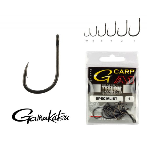 Gamakatsu G-Carp super rig Zwart 6 10 stuks/verpakking Met oog Met weerhaak Boiliehaak