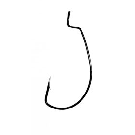   Gamakatsu Worm Offset Zwart 5/0, 5 stuks/verpakking, roofvishaak met oog en weerhaak.