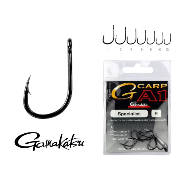 Gamakatsu Feeder Strong B Zwart 12 10/verpakking Met plaatje Met weerhaak Feeder haak