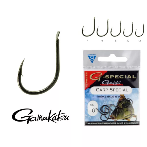 Gamakatsu Feeder Extra Zwart 14 10 stuks/verpakking Met plaatje Met weerhaak Feeder haak