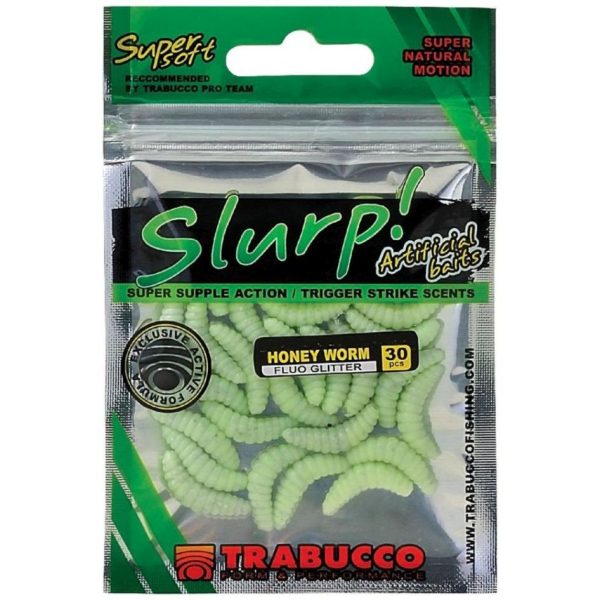 Trabucco Slurp Bait Honey Worm Fluo Glitter Fluo Bijenlarve 30st