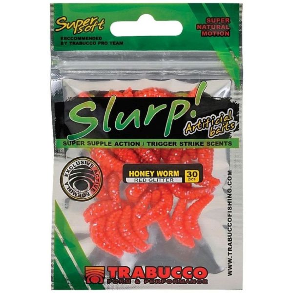 Trabucco Slurp Bait Honey Worm XL Re Kunstbijenlarve 25st