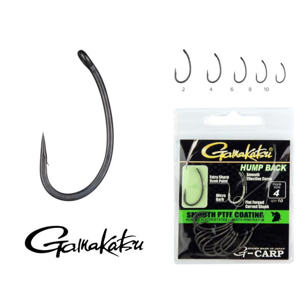 Gamakatsu G-Carp Hump Back Zwart 2 10 stuks/verpakking Met oog Micro weerhaak Boiliehaak