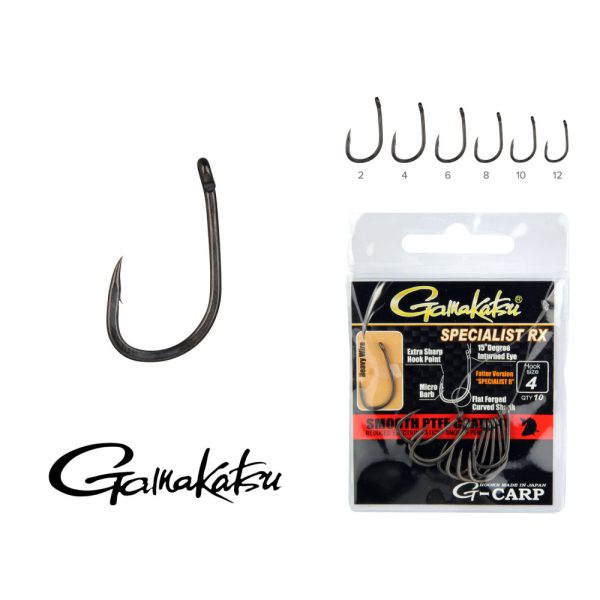Gamakatsu G-Carp Specialist RX Zwart 10 10 stuks/verpakking Met oog Micro weerhaak Boiliehaak