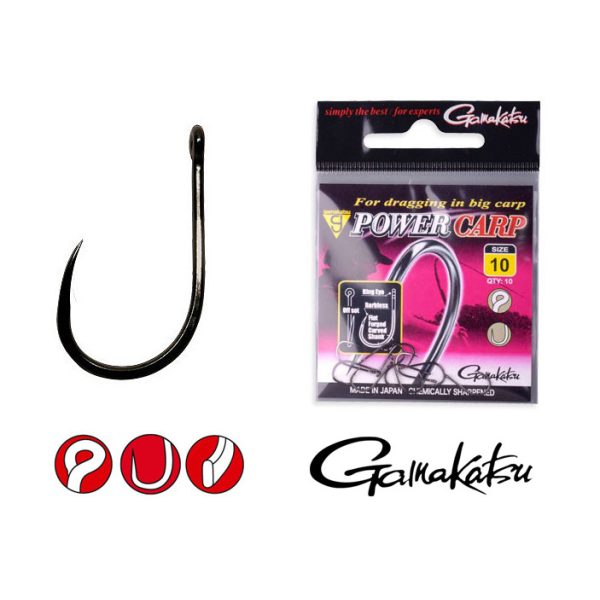 Gamakatsu Power Carp Ring Eye BB Zwart 6 10st/verpakking Met oog Zonder weerhaak Feeder haak