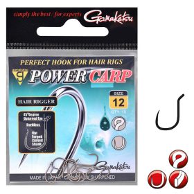   Gamakatsu Power Carp Hair Rigger Zwart 14 10st/verpakking Met oog Met weerhaak Feeder haak