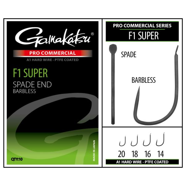 Gamakatsu Coars Pro-C F1 Super Spade A1 PTFE BL Haak met plaatje Baardloos #18