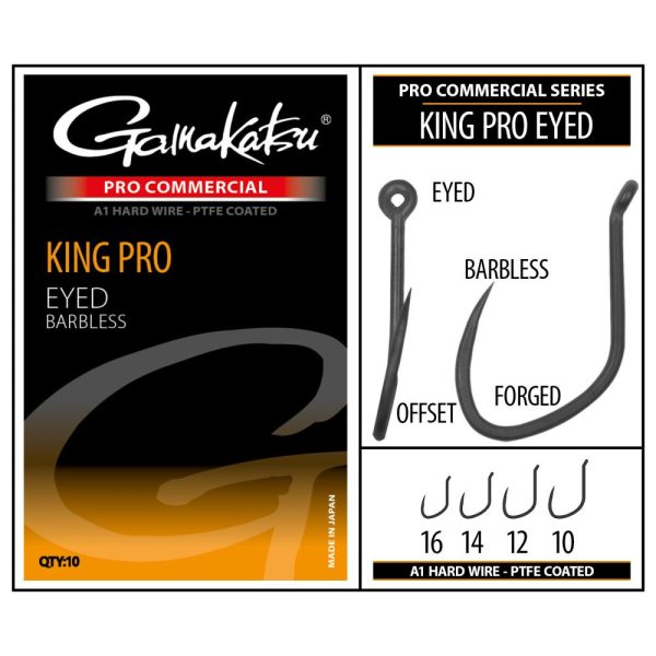 Gamakatsu Coars Pro-C King Pro Eyed A1 PTFE BL Oogloze, weerhaakloze haak #10