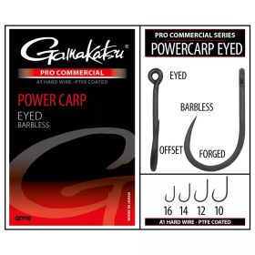   Gamakatsu Coars Pro-C Powercarp Eyed A1 PTFE BL Oog, weerhaakloze haak #16