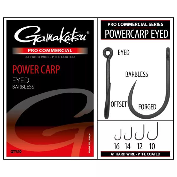 Gamakatsu Coars Pro-C Powercarp Eyed A1 PTFE BL Oog, weerhaakloze haak #16