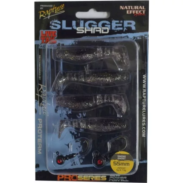 Rapture Slugger Shad Set 5,5cm Rook Spook Kunstaas Set 4+2 stuks