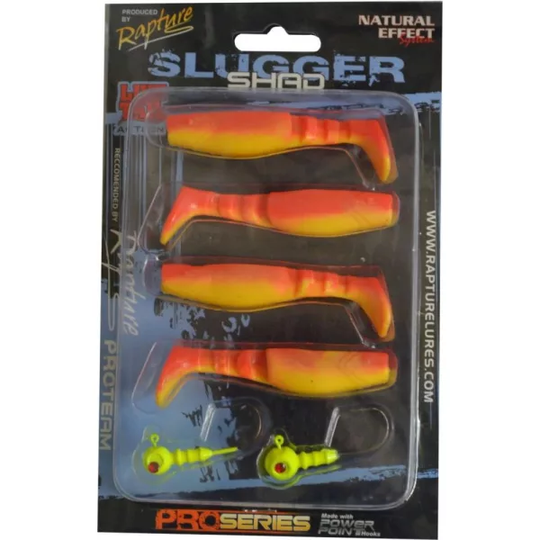 Rapture Slugger Shad Set 7,5cm Vlam Geel Kunstaas Set 4+2 stuks