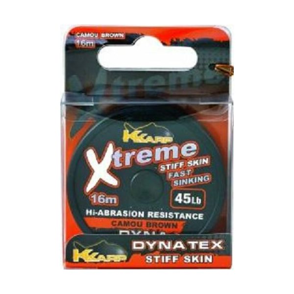 K-Karp Dyna Tex Xtreme Stijve 16m 45lb Camo Bruine Leaderlijn