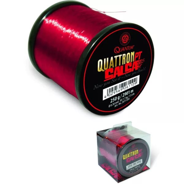 Quantum O 0,22mm Quattron Salsa H: 3000m 4,50kg / 9,90lbs transparant rood - Monofilament lijn