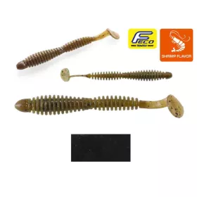   Tiemco Locoism Flexy Shad 7,6cm #000 Solid Black Plasztik Csali 9db