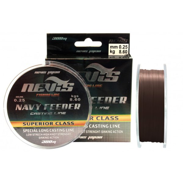 Nevis Navy Feeder 300m 0.25mm Monofil hoofdlijn-Bruin
