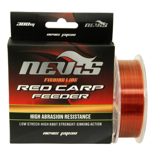 Nevis Red Carp Feeder 300m 0.22mm Monofil hoofdlijn-Transparant rood