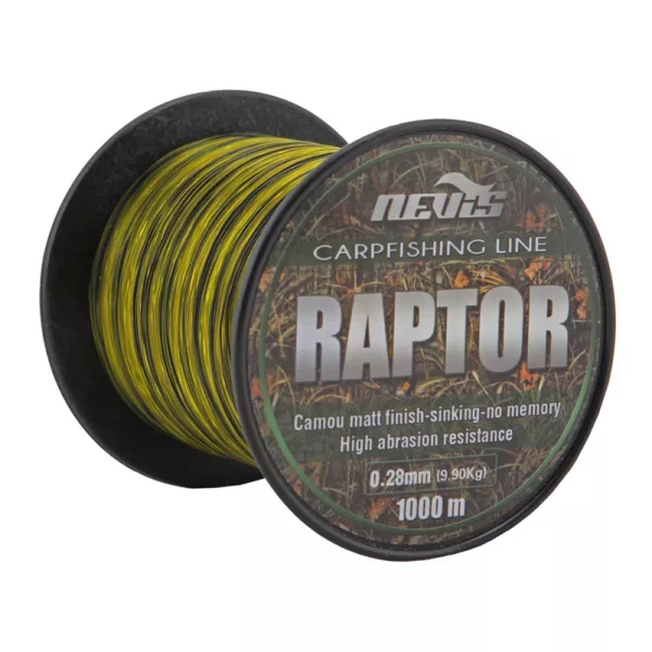 Nevis Raptor 1000m 0.30mm Monofil hoofdlijn-Geel+groen