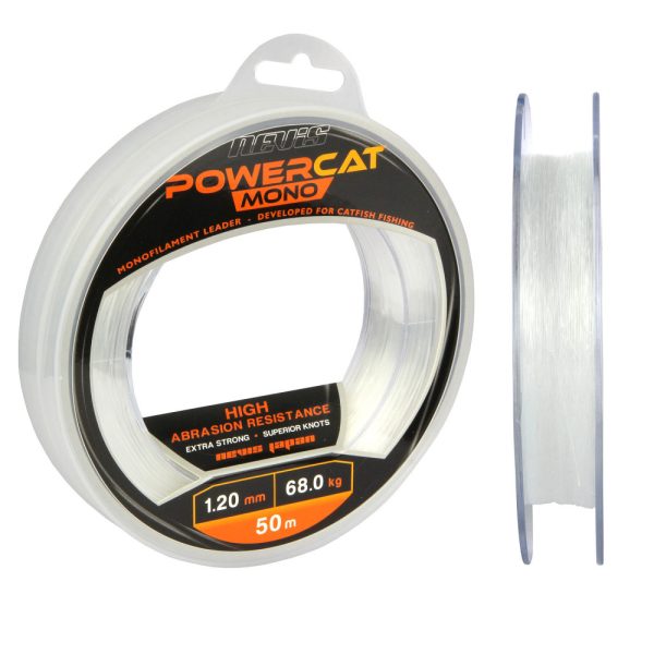 Nevis Powercat meerval onderlijn mono 50m 1.2mm Monofil onderlijn-Transparant