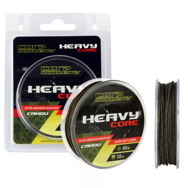 Carp Academy Heavy Core 10m 0.62mm 35lb Camo Gevlochten onderlijn-Modder