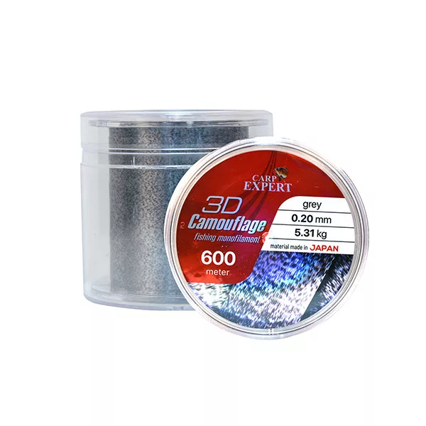Carp Expert 3D Camouflage Szürke-Fekete 0,28mm Monofil Főzsinór 600m
