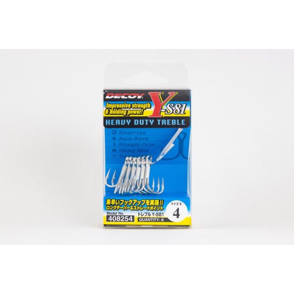 Decoy Y-S81 Super Heavy Duty #1 Füles Szakállas Háromágú Horog 6db