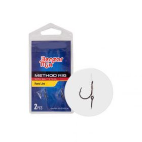   Benzar Method Gebonden Haak 10 (Haak zonder weerhaak) op monofiele lijn met 7mm aasprikker