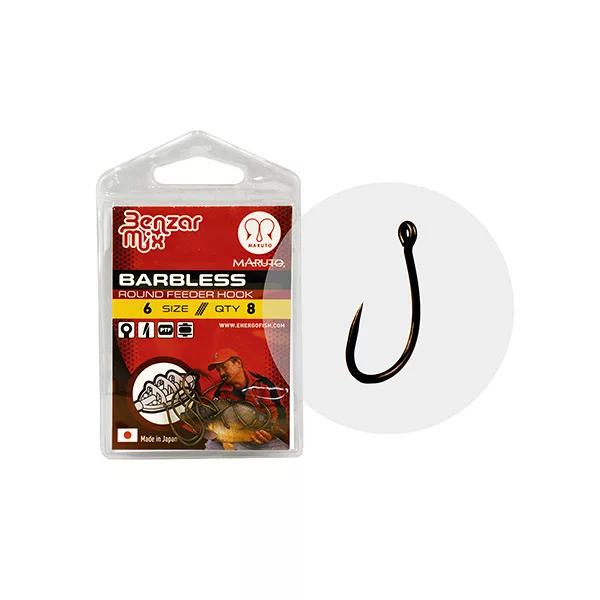 Benzár Mix Maruto 4 Method Round Met Oog, Weerhaakloze Feederhaak 8st
