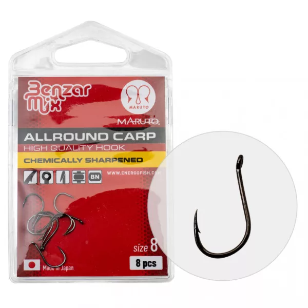 BENZÁR ALLROUND CARP HAAK 10 10ST/PAK - Feederhaak - Haak met weerhaak, Haak met oog