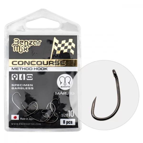 BENZÁR CONCOURSE METHOD SPECIMEN BARBLESS HAAK 12 8ST/PAK - Feeder haak - Zonder weerhaak, Haak met oog