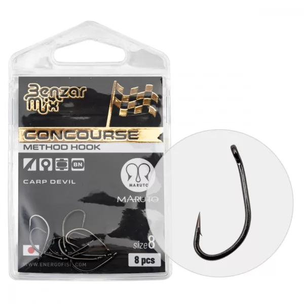 BENZÁR CONCOURSE METHOD CARP DEVIL HAAK 8 8ST/PAK - Feeder haak - Haak met weerhaak, Haak met oog