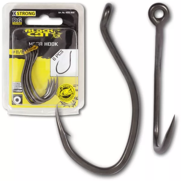 Black Cat Mega Haak Dg Dg Coating #6/0 6 Stuks/Verpakking