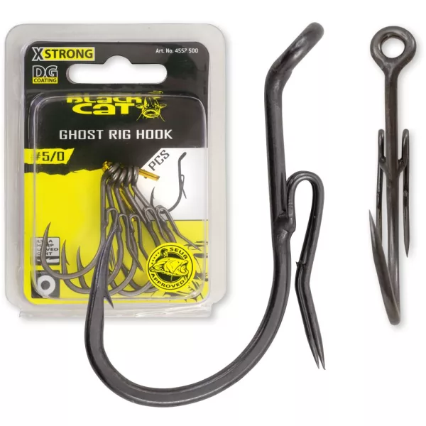Black Cat Ghost Rig Haak Dg Dg Coating #6/0 5 Stuks/Verpakking